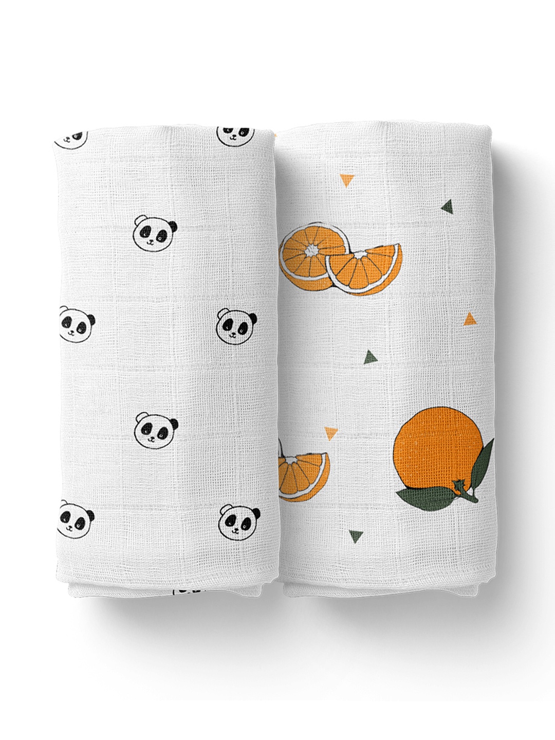 

Moms Home Kids Pack Of 2 White & Orange Organic Cotton Soft Baby Muslin Swaddle