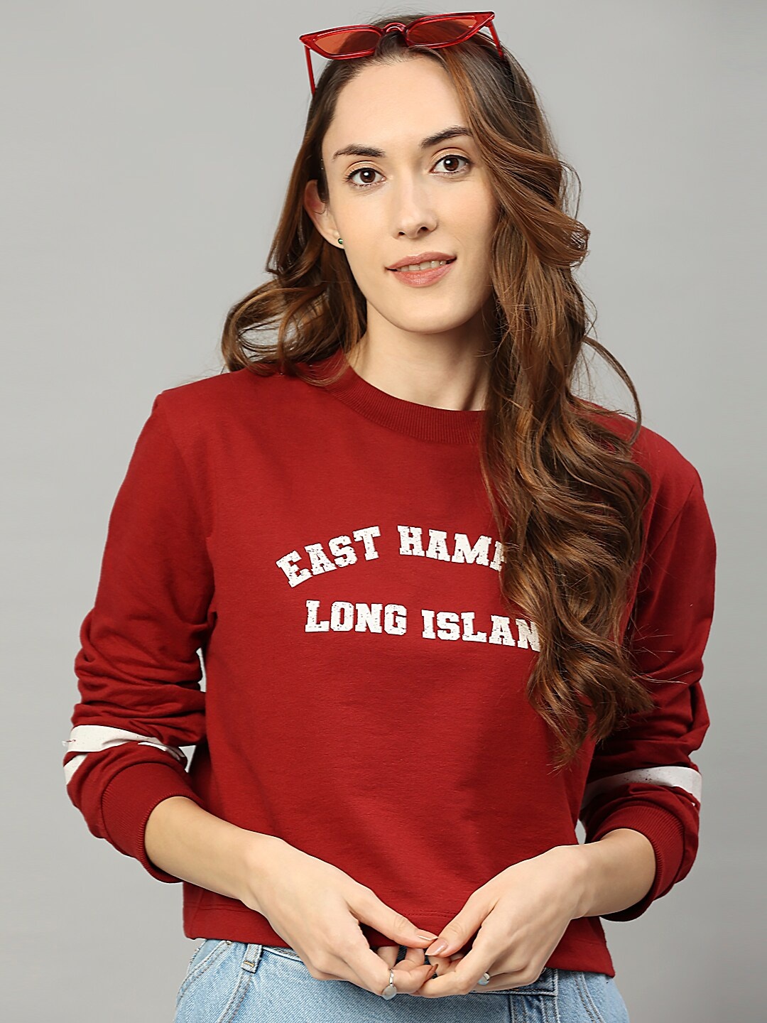 

High Star Women Maroon Printed Sweatshirt