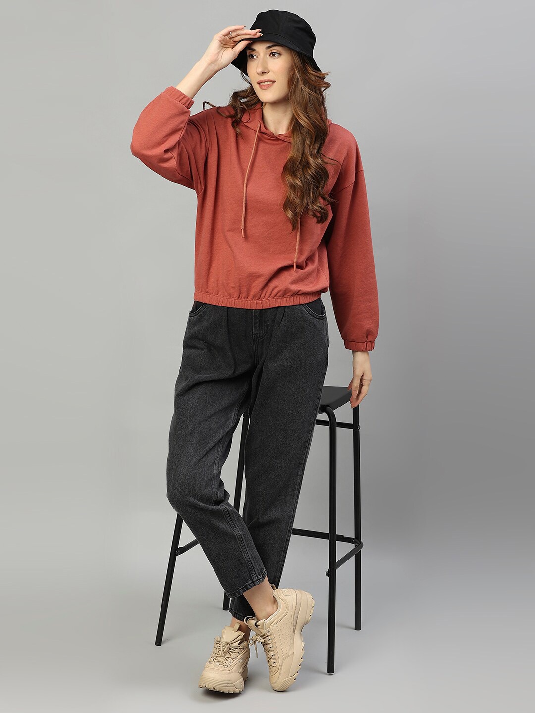 

High Star Women Maroon Hooded Sweatshirt