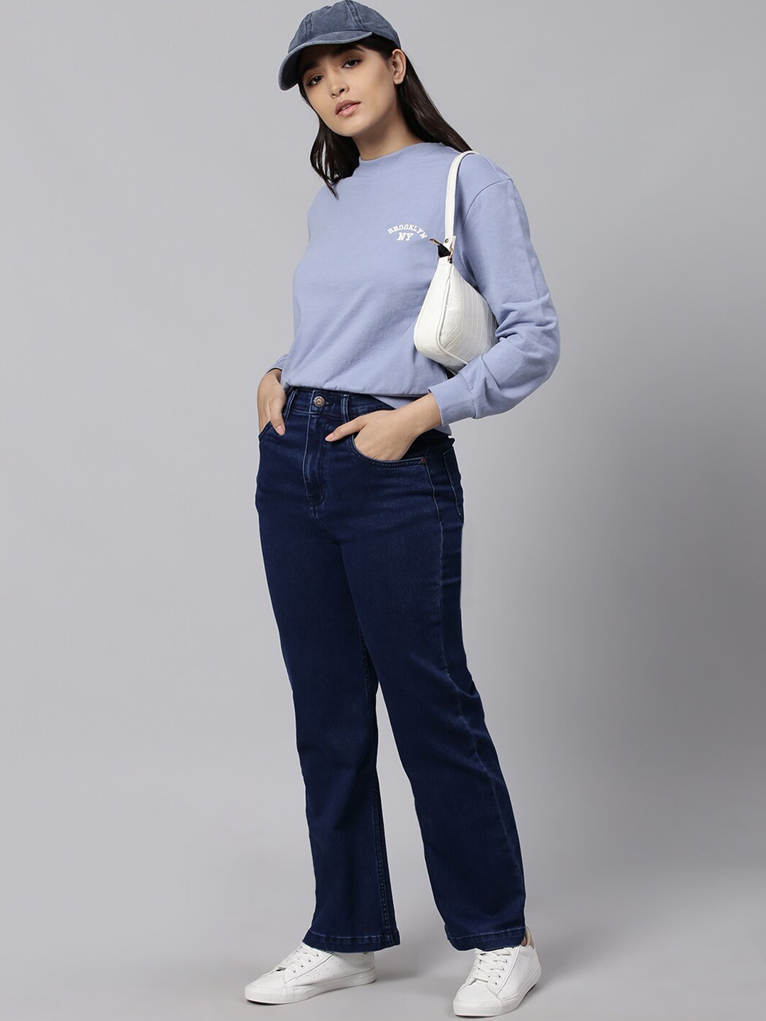 

High Star Women Blue Solid Sweatshirt