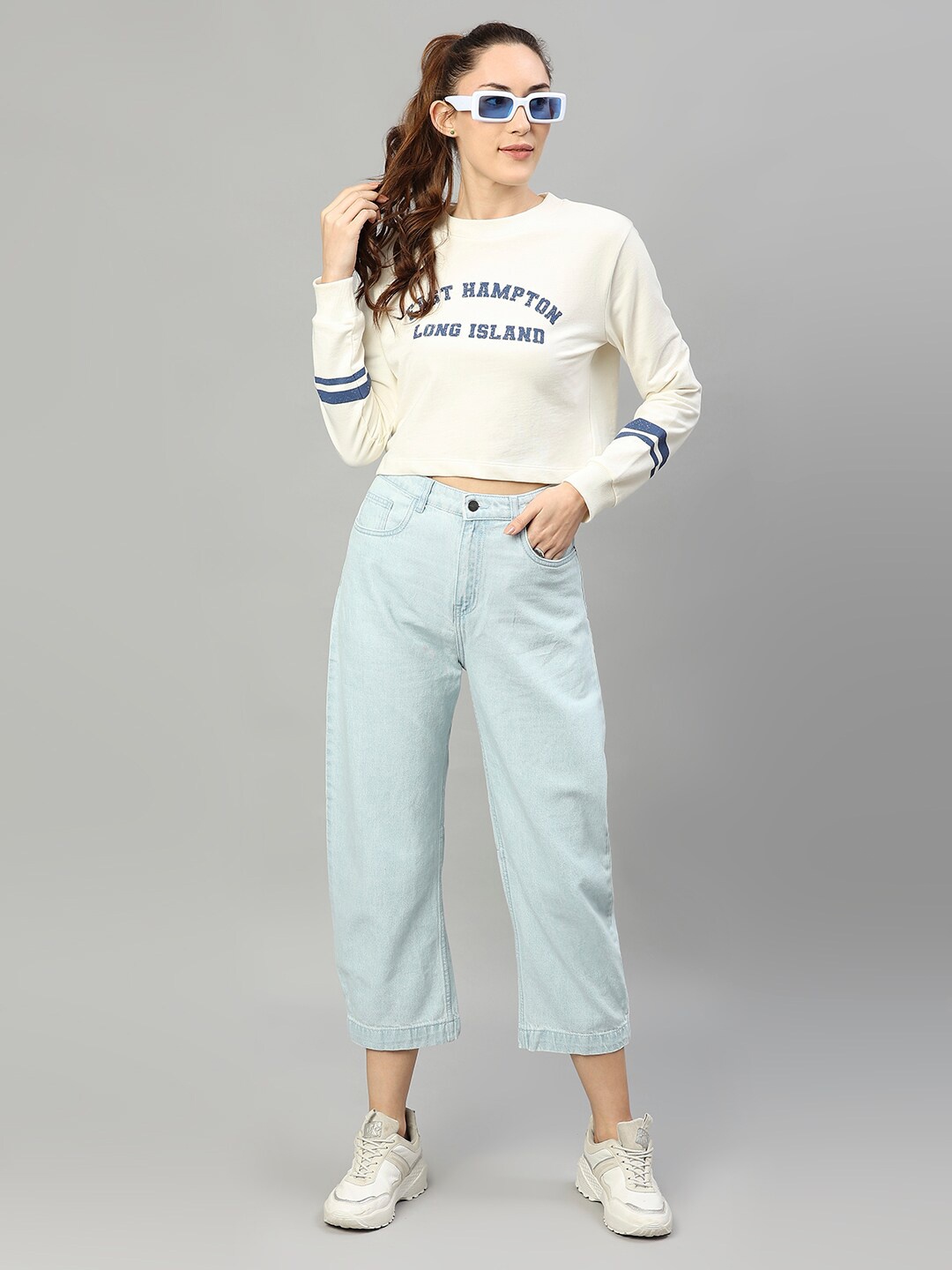 

High Star Women White Printed Sweatshirt