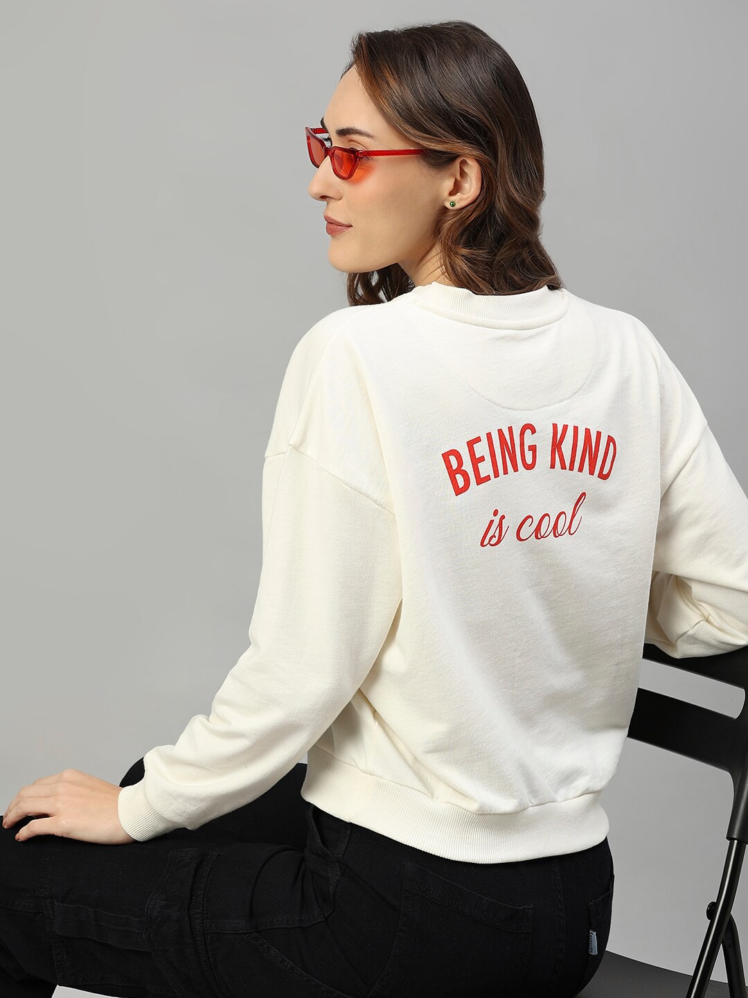 

High Star Women Cream Fleece Sweatshirt