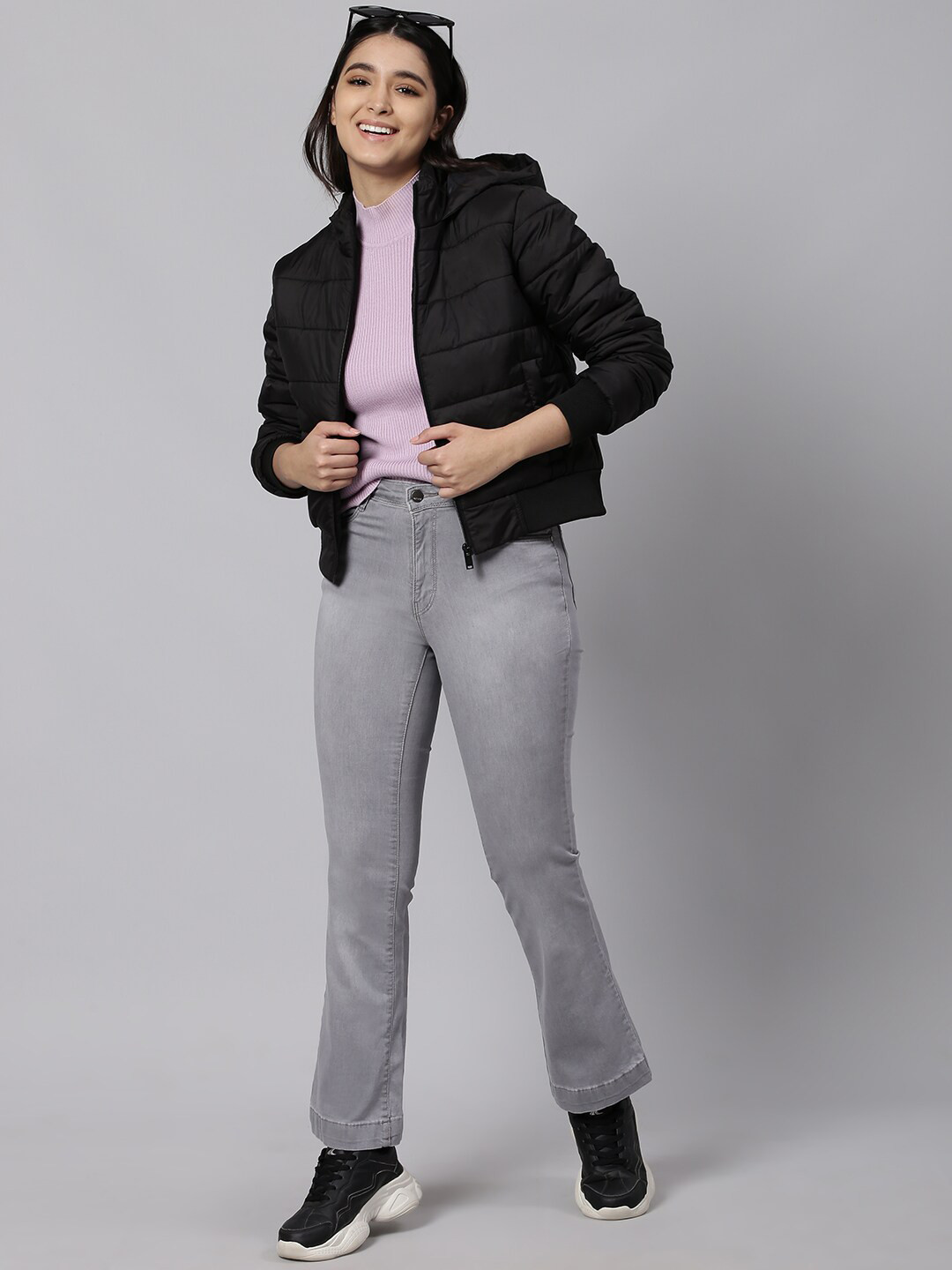 

High Star Women Black Crop Padded Jacket
