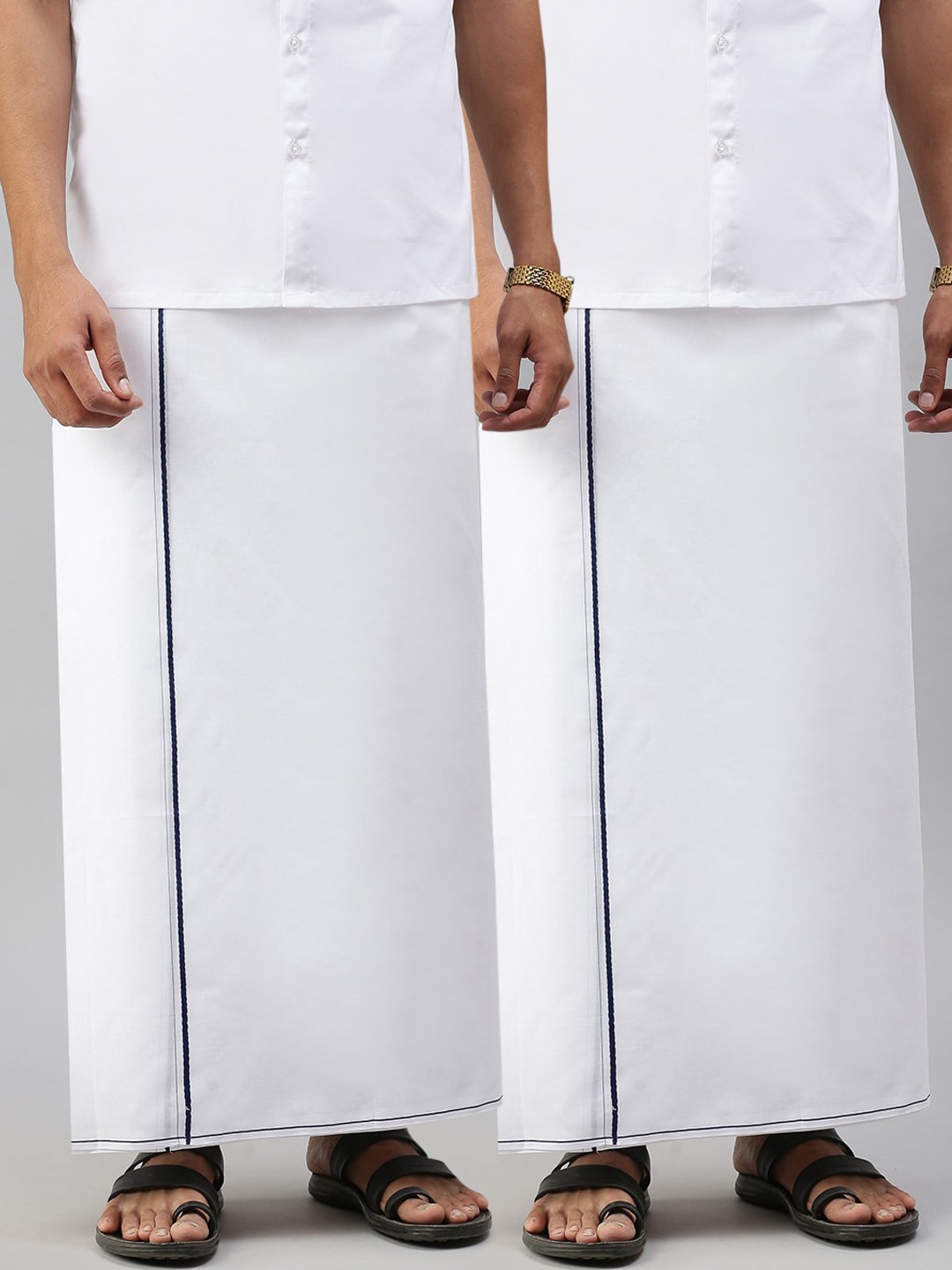 

Ramraj Men Pack Of 2 White Solid Cotton Dhotis