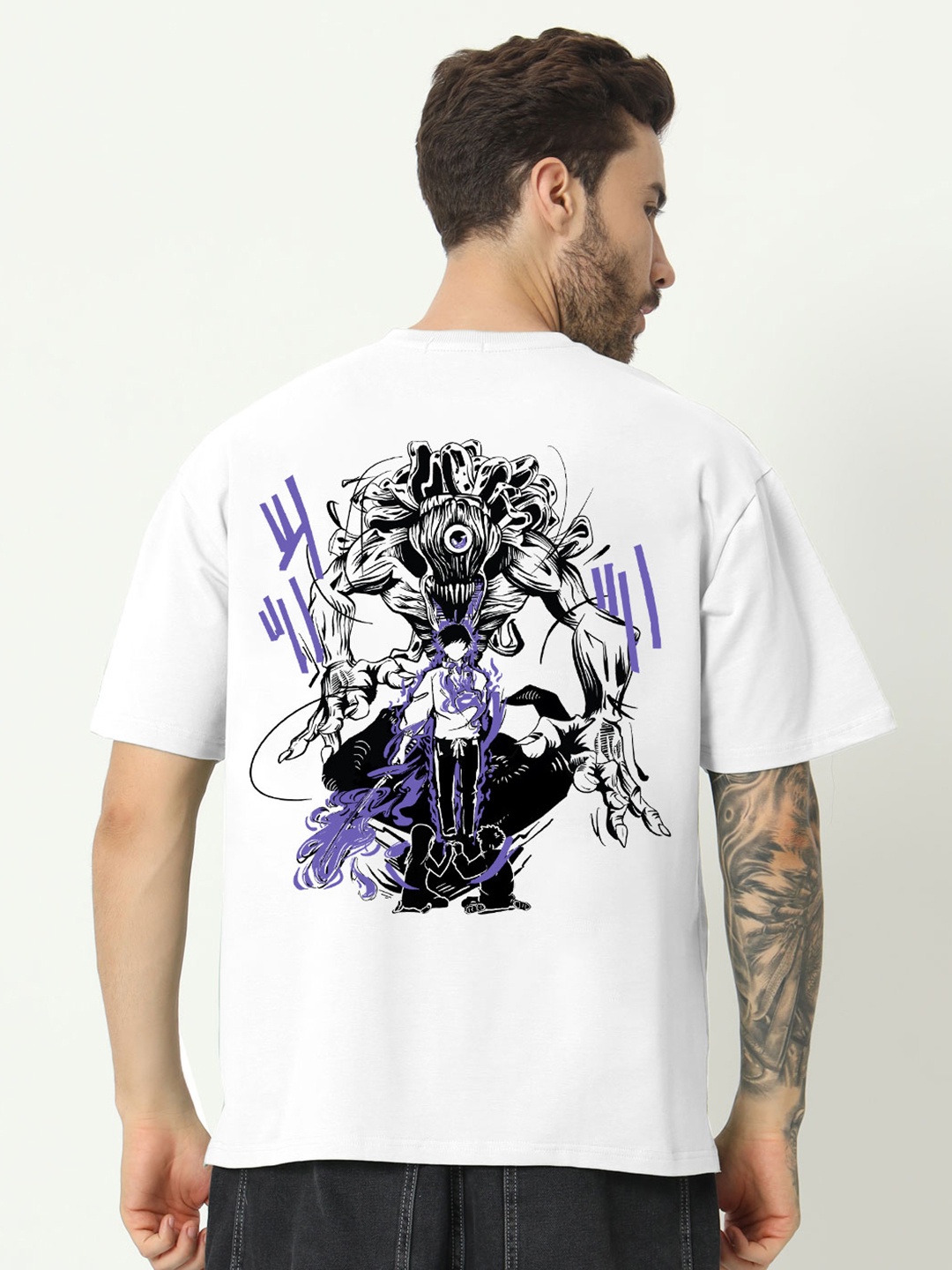 

COMICSENSE Men Anime Printed Jujutsu Kaisen Cotton Oversized Tshirt, White