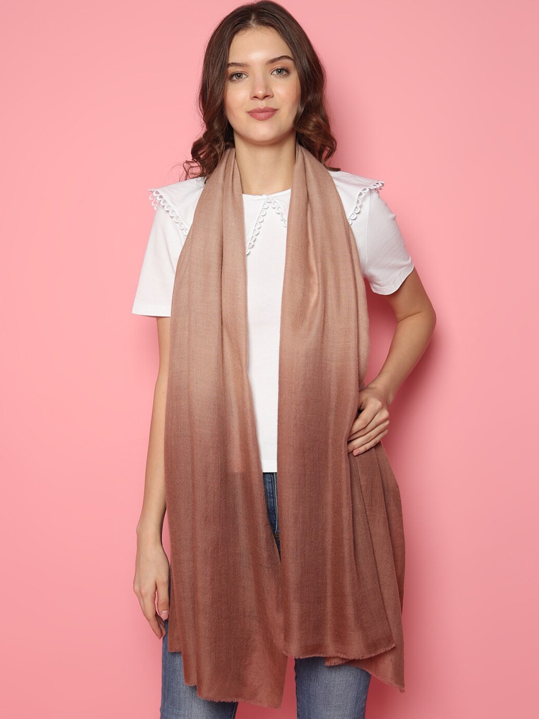 

MODARTA Women Brown Ombre Pure Pashmina Stole