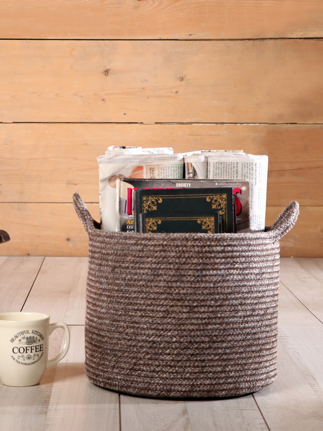 

Pano Brown Solid Round Storage Basket