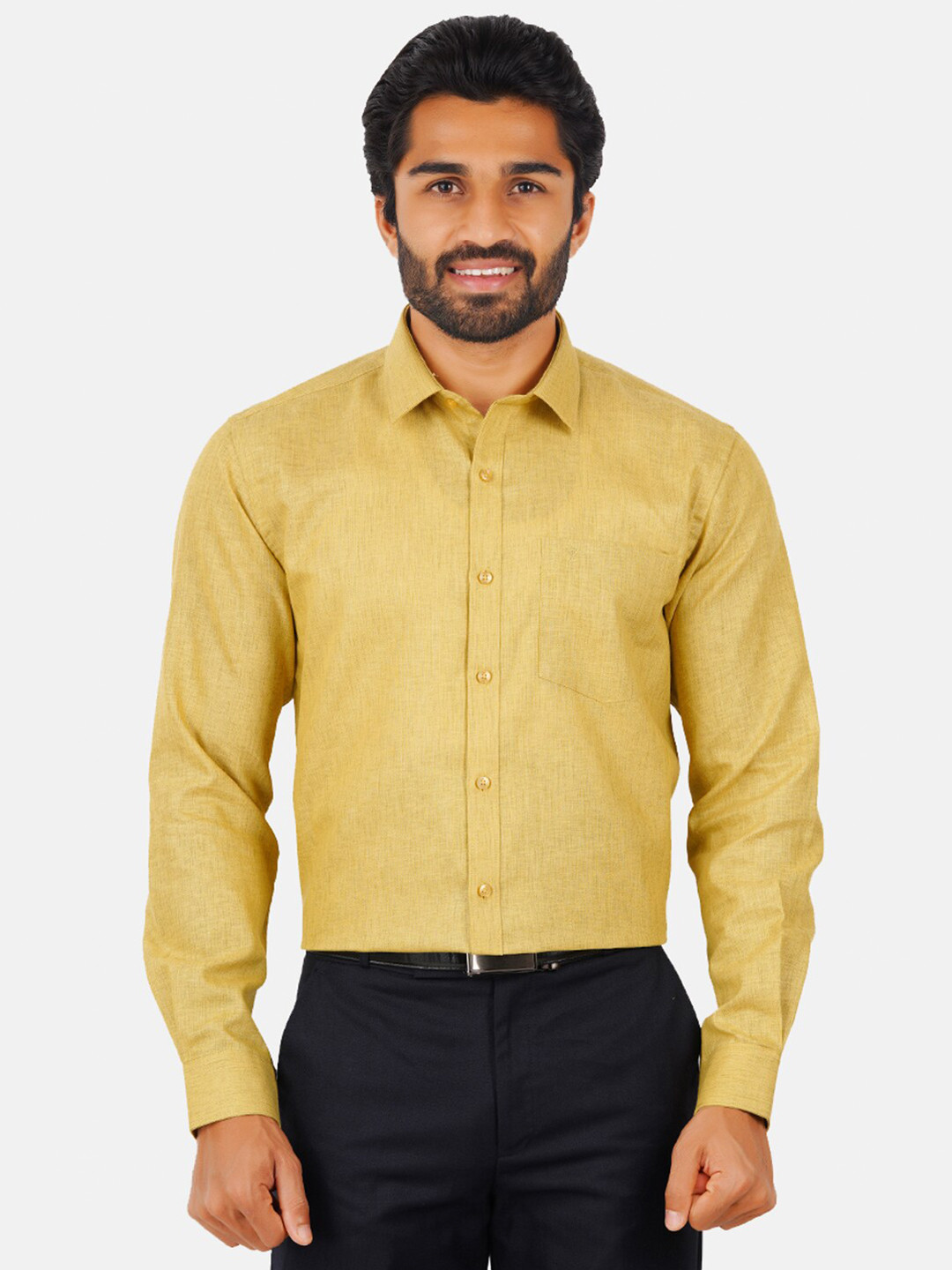 

Ramraj Men Mustard Classic Formal Shirt