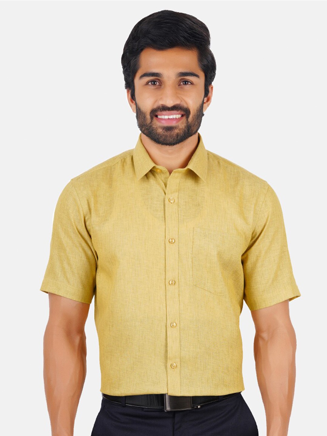

Ramraj Men Mustard Classic Formal Shirt