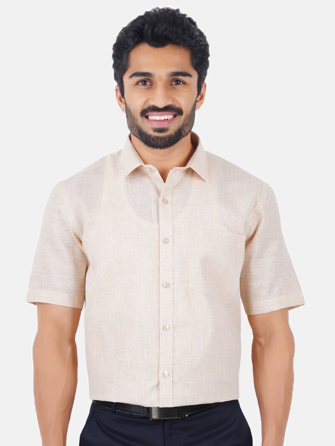 

Ramraj Men Beige Classic Formal Shirt