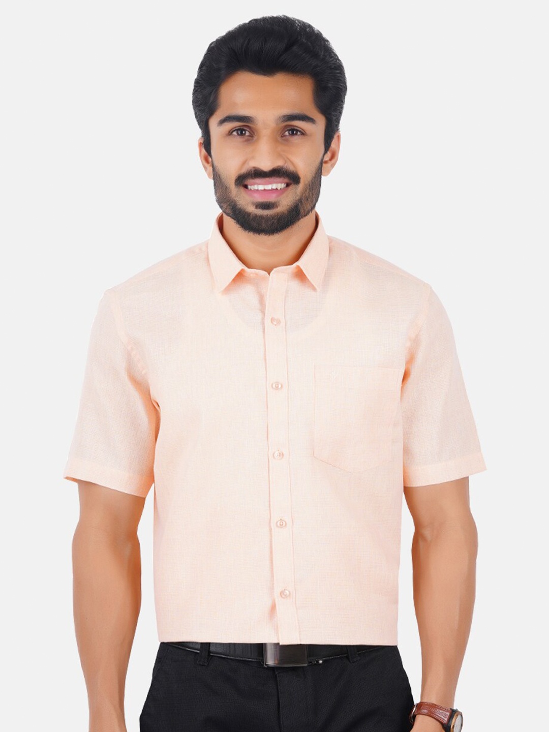 

Ramraj Men Pink Classic Formal Shirt