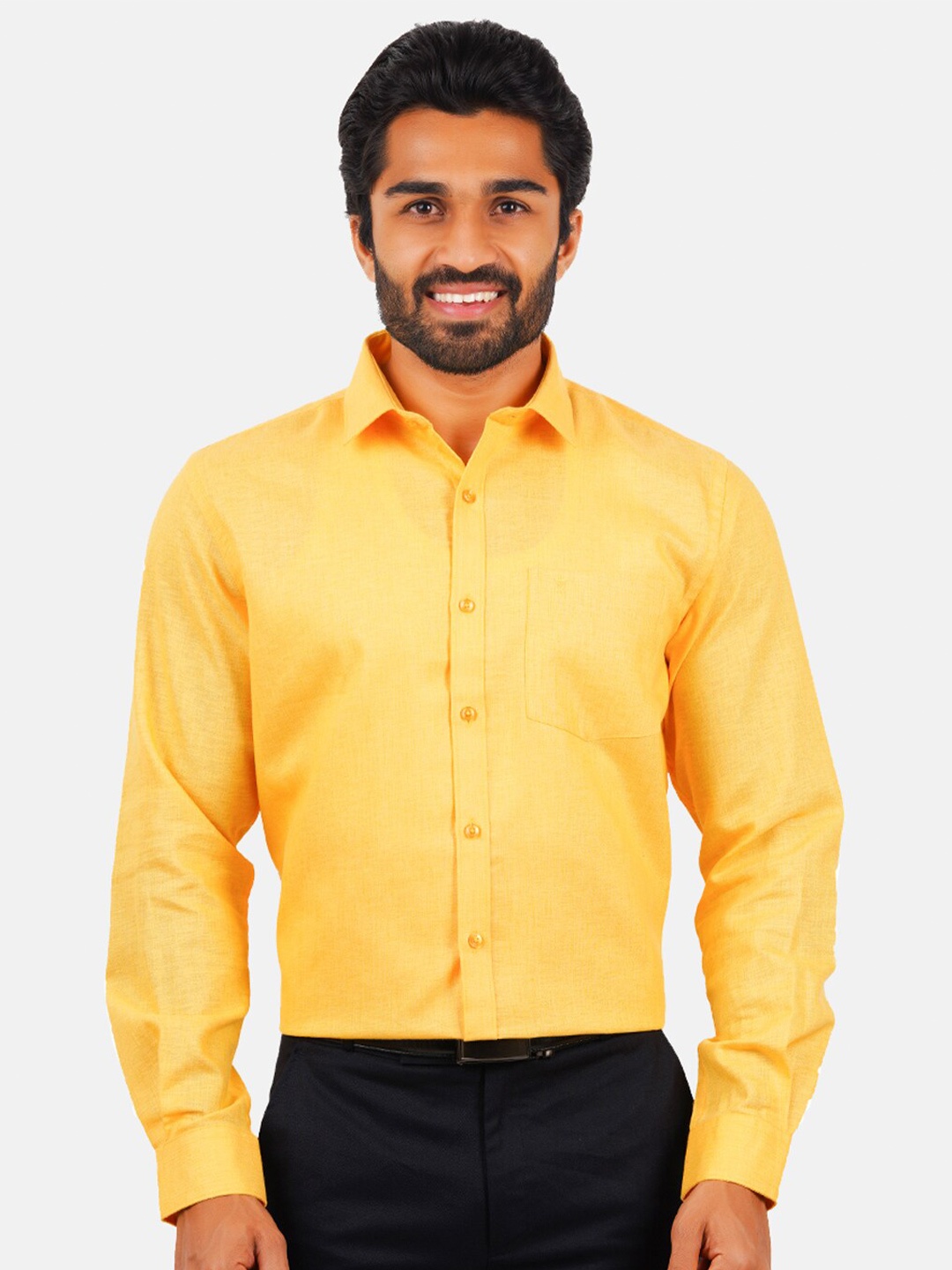 

Ramraj Men Yellow Classic Formal Shirt