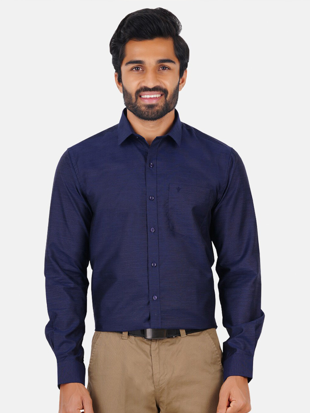 

Ramraj Men Navy Blue Classic Formal Shirt