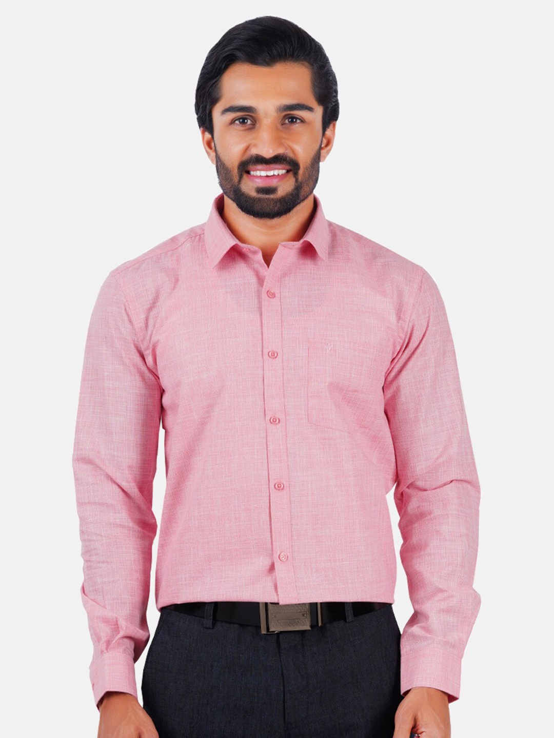 

Ramraj Men Pink Solid Formal Shirt