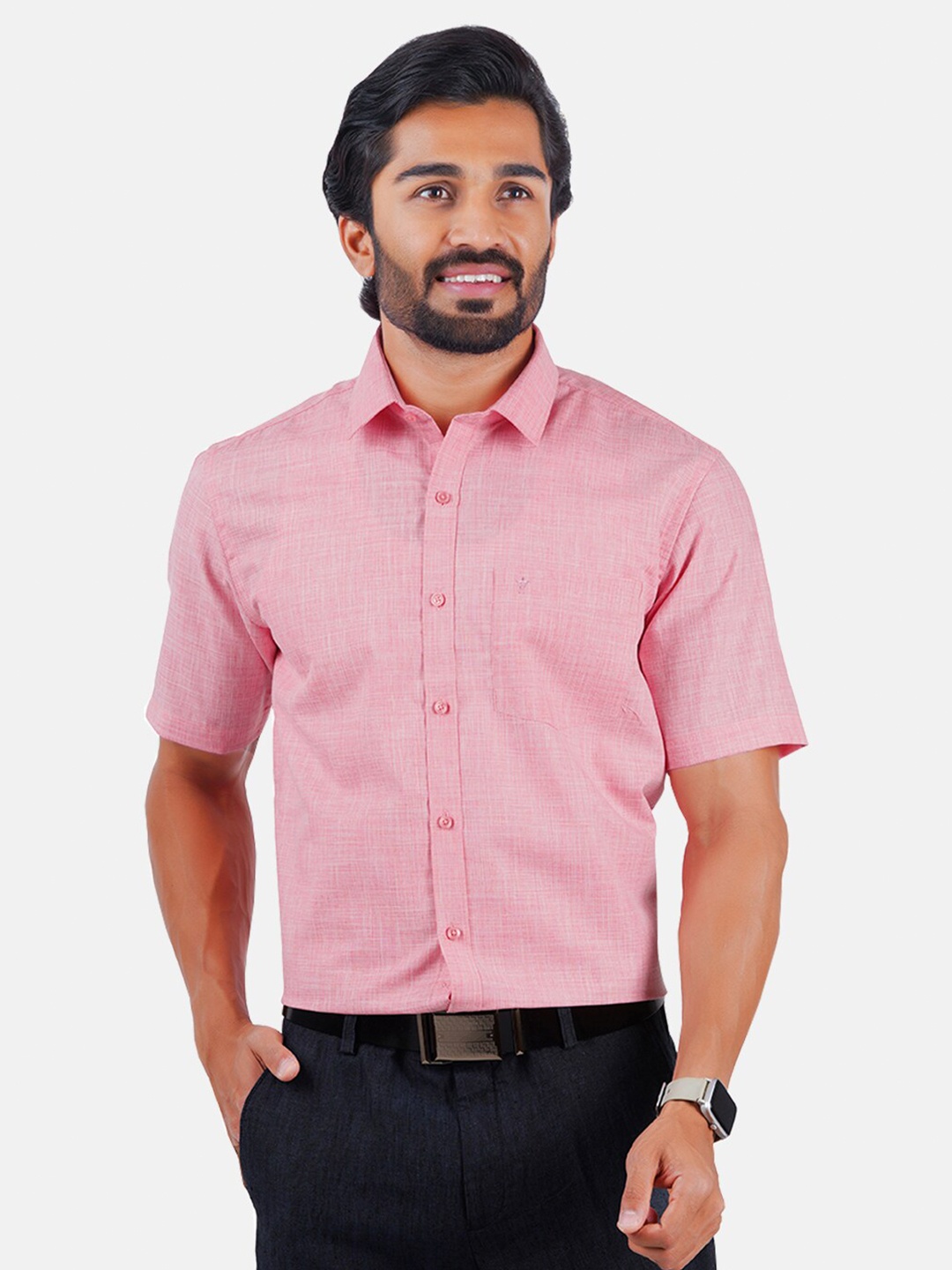 

Ramraj Men Pink Solid Formal Shirt