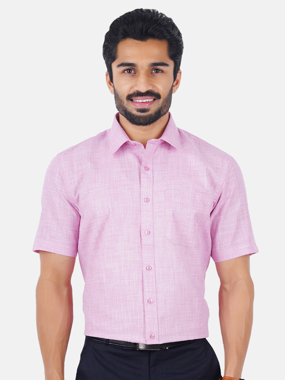 

Ramraj Men Pink Solid Formal Shirt