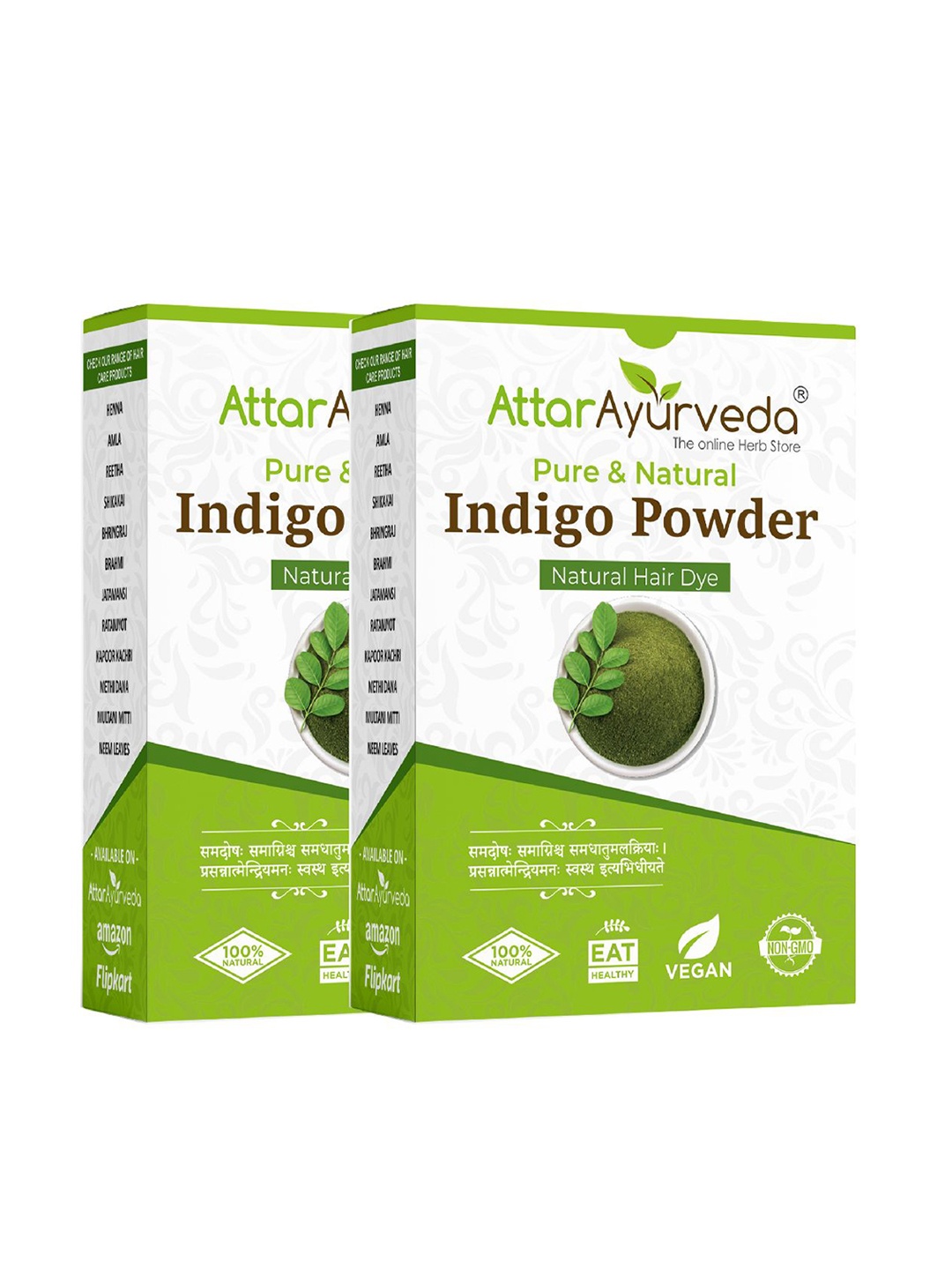 

Attar Ayurveda Set Of 2 Indigo Powder 200 g Each, Green