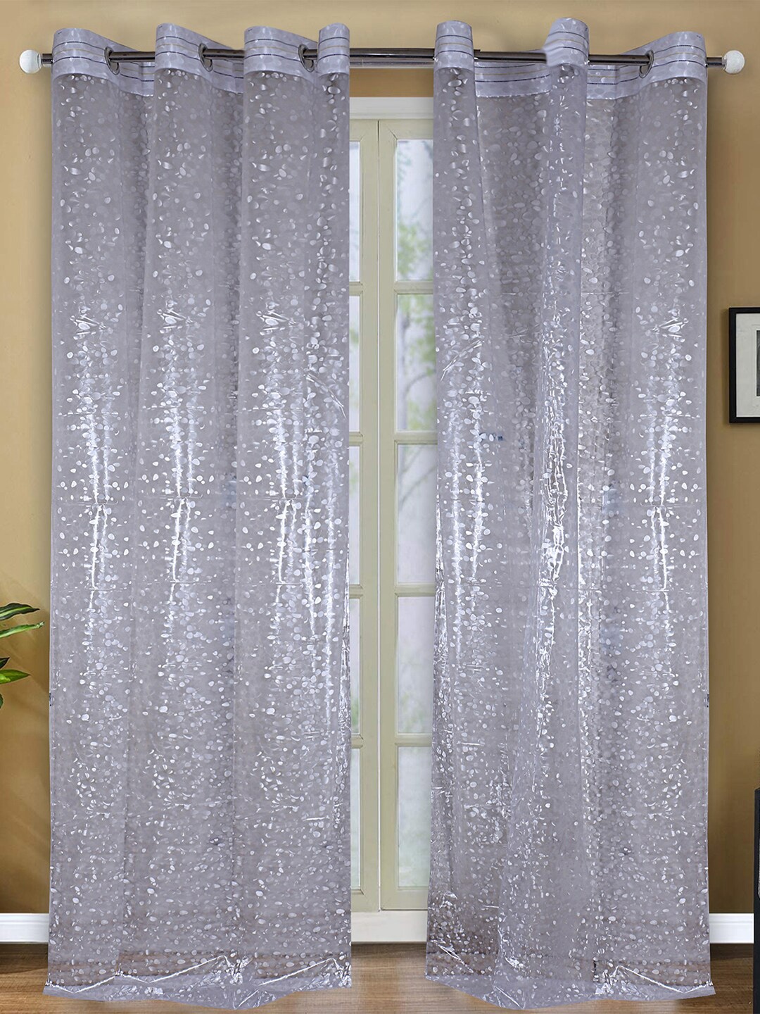 

Kuber Industries Pack of 2 Transparent Printed Waterproof Shower Curtain