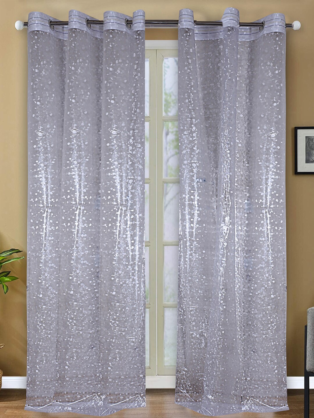 

Kuber Industries Transparent Set of 2 Sheer Door Curtain