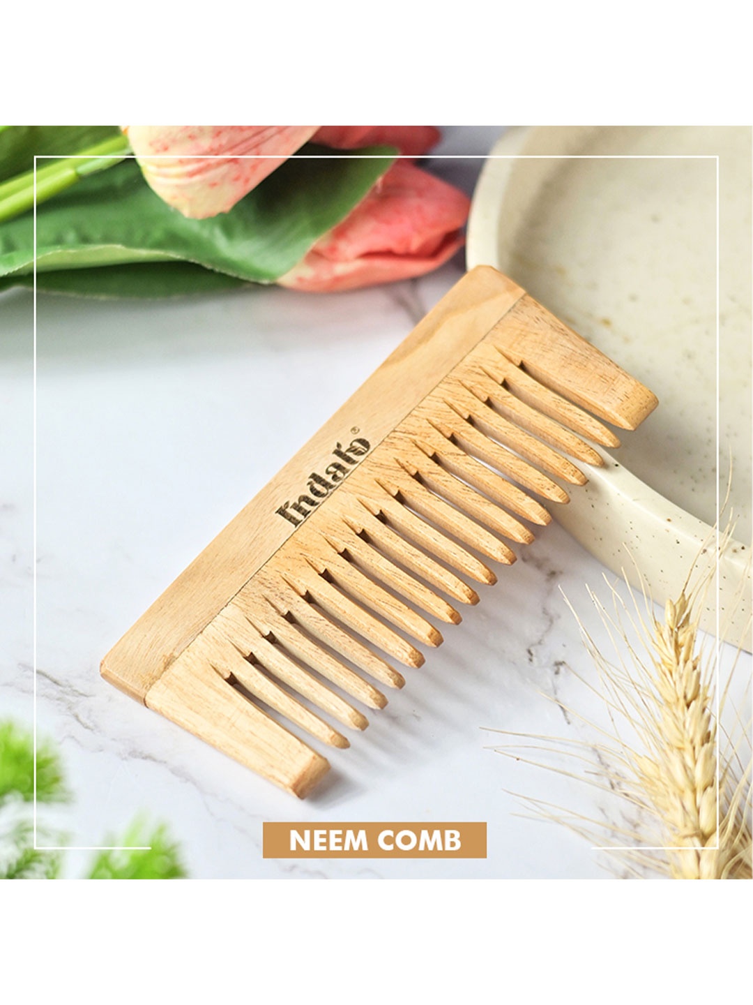 

INDALO Pure Neem Wood Detangling Comb 40gm, Brown