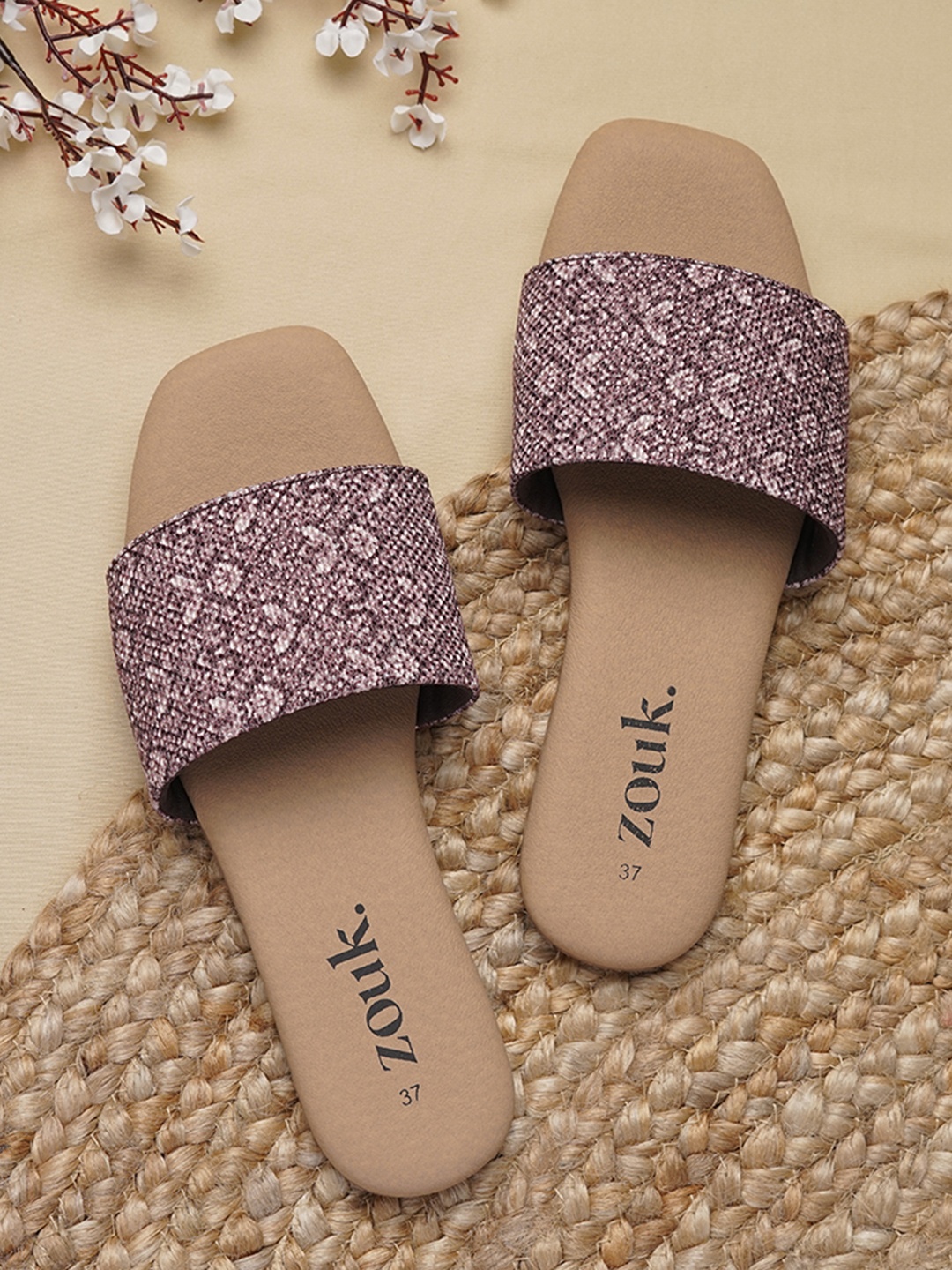 

ZOUK Women Lavender Printed Open Toe Flats