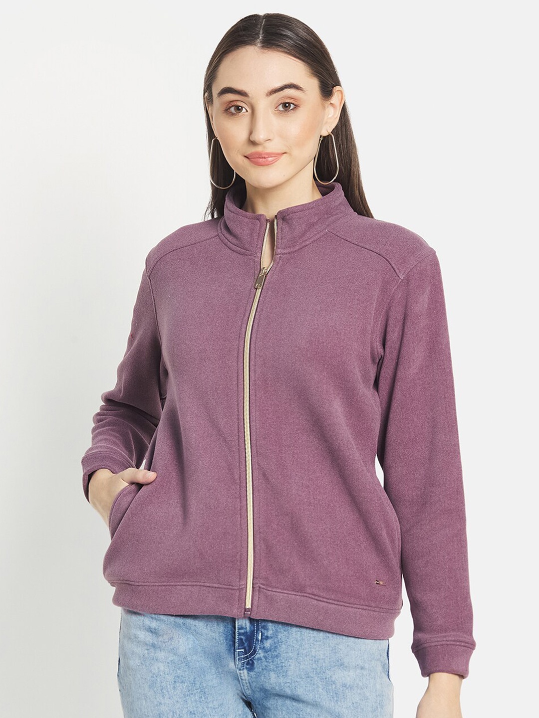 

METTLE Women Lavender Solid Sweatshirt