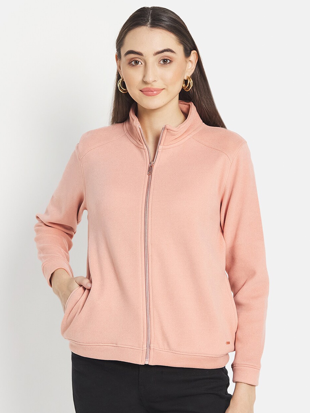 

METTLE Women Pink Solid Sweatshirt