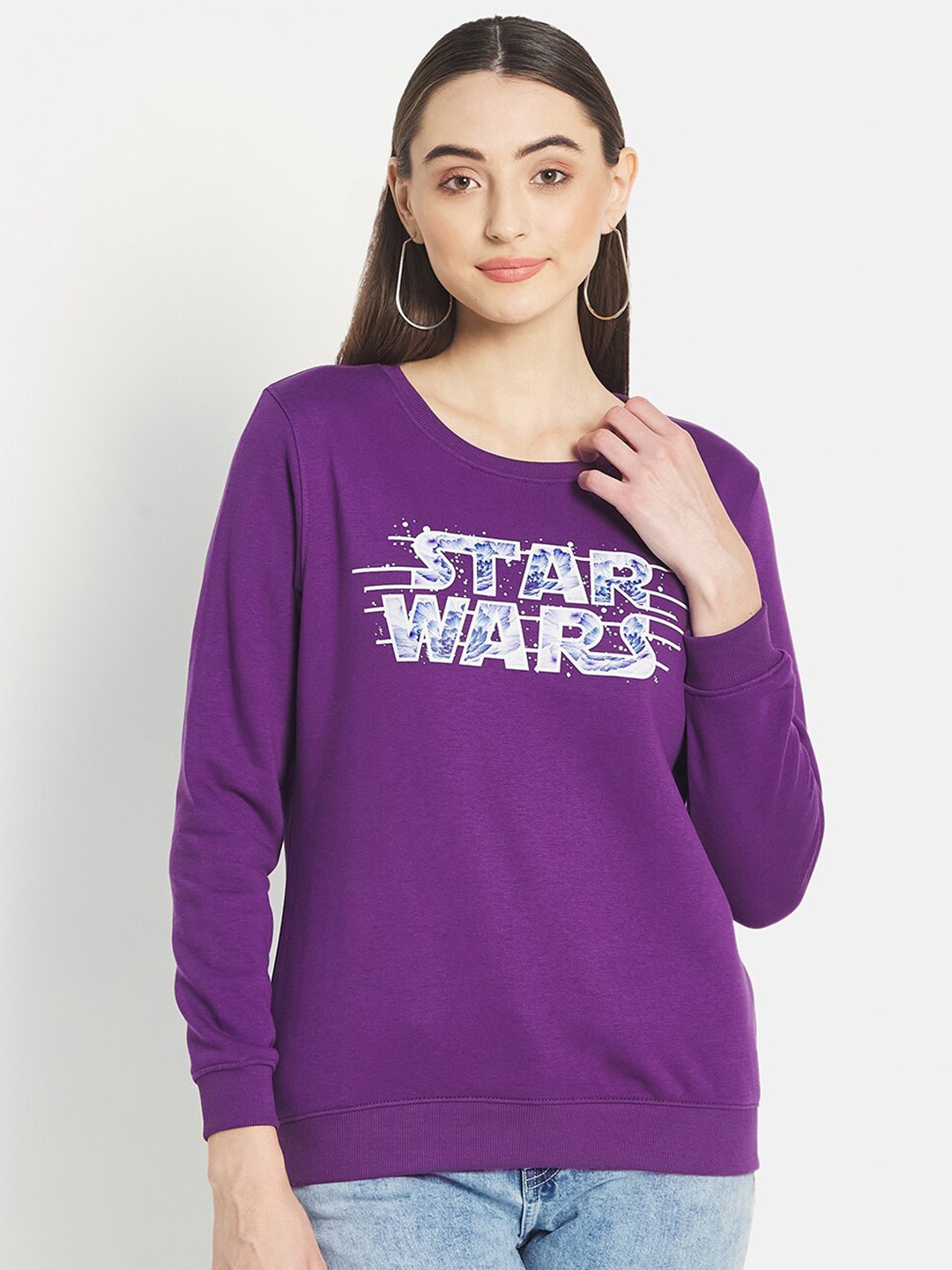 

METTLE Women Purple Printed Sweatshirt