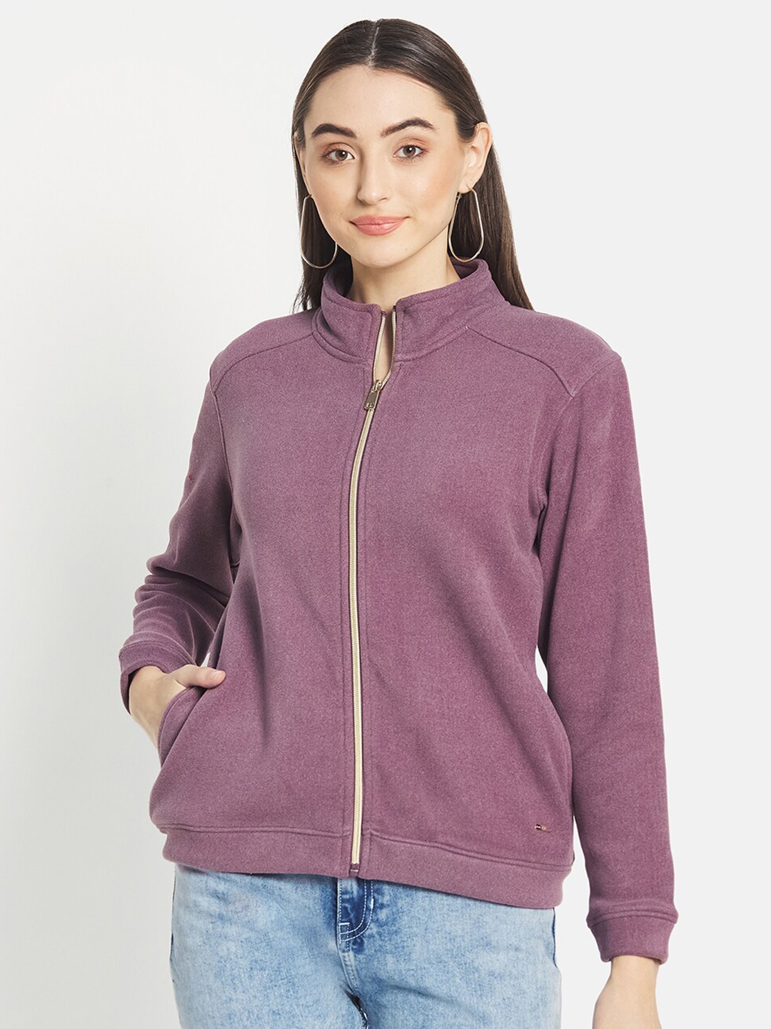 

METTLE Women Lavender Solid Sweatshirt