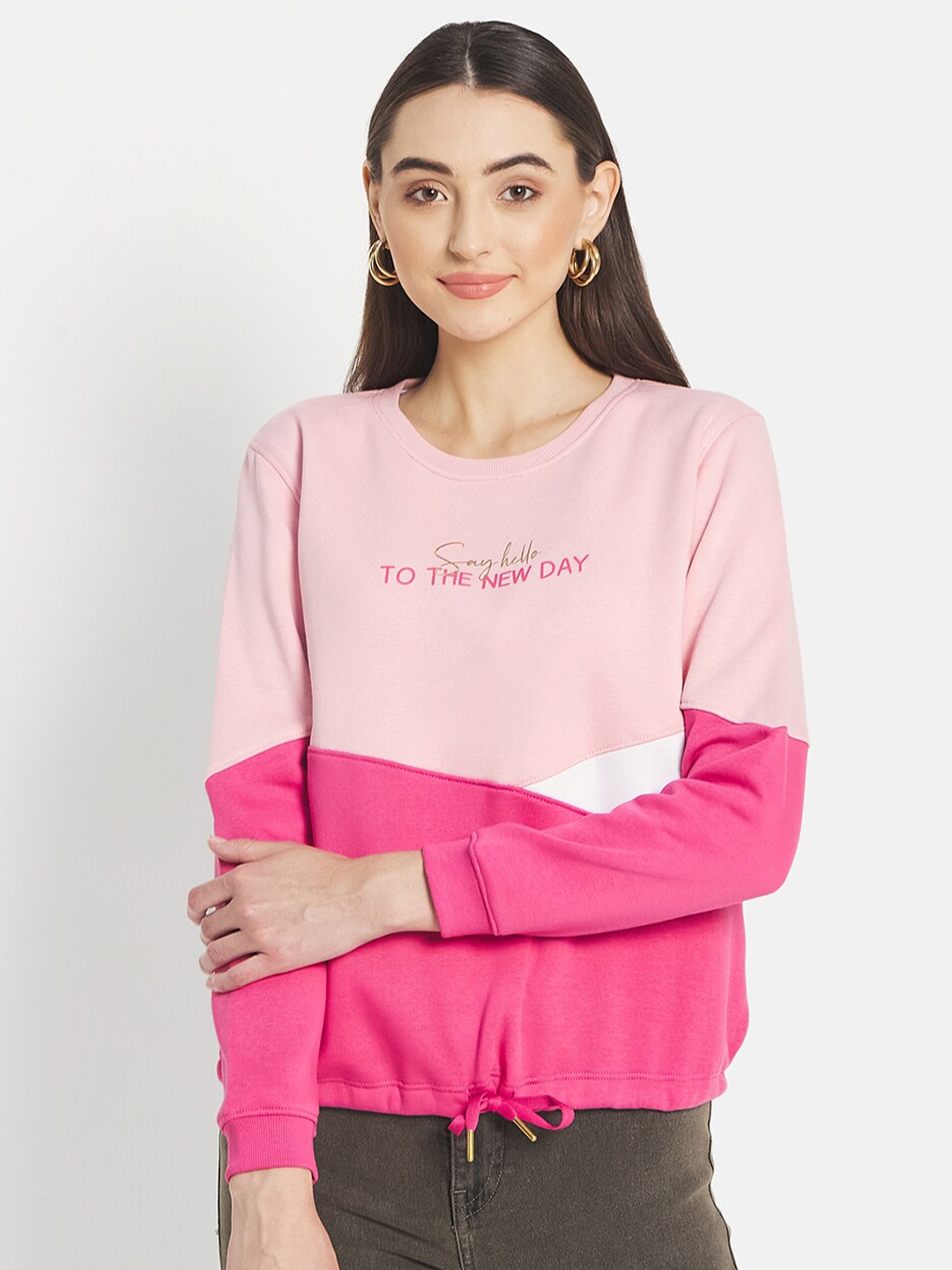 

METTLE Women Pink Colourblocked Sweatshirt