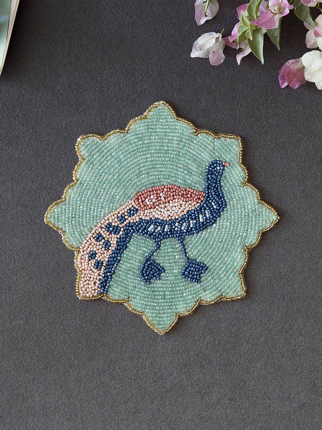 

Home Centre Peacock Beaded Placemat, Teal