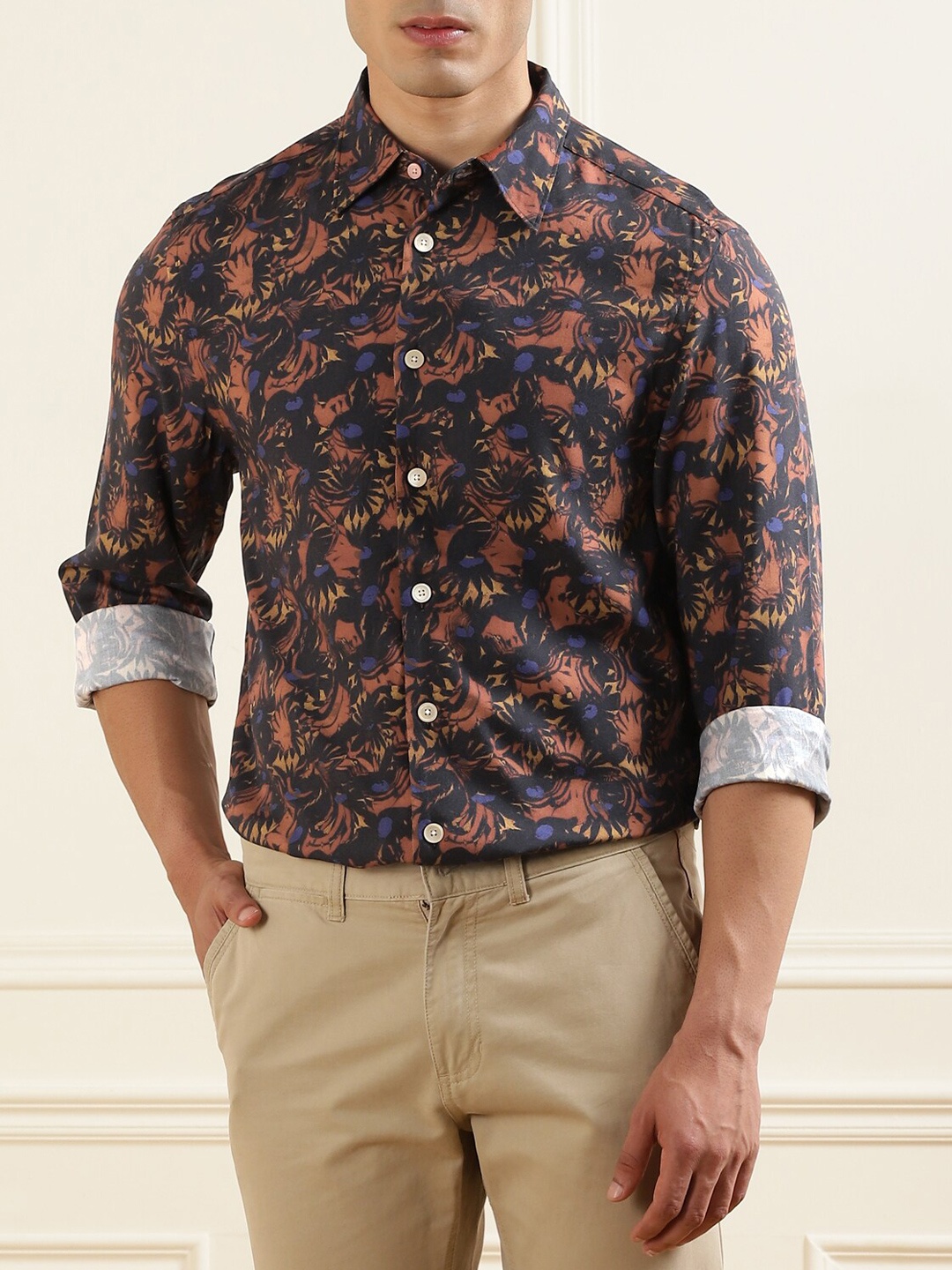 

PS By Paul Smith Men Brown Classic Floral Printed Casual Shirt