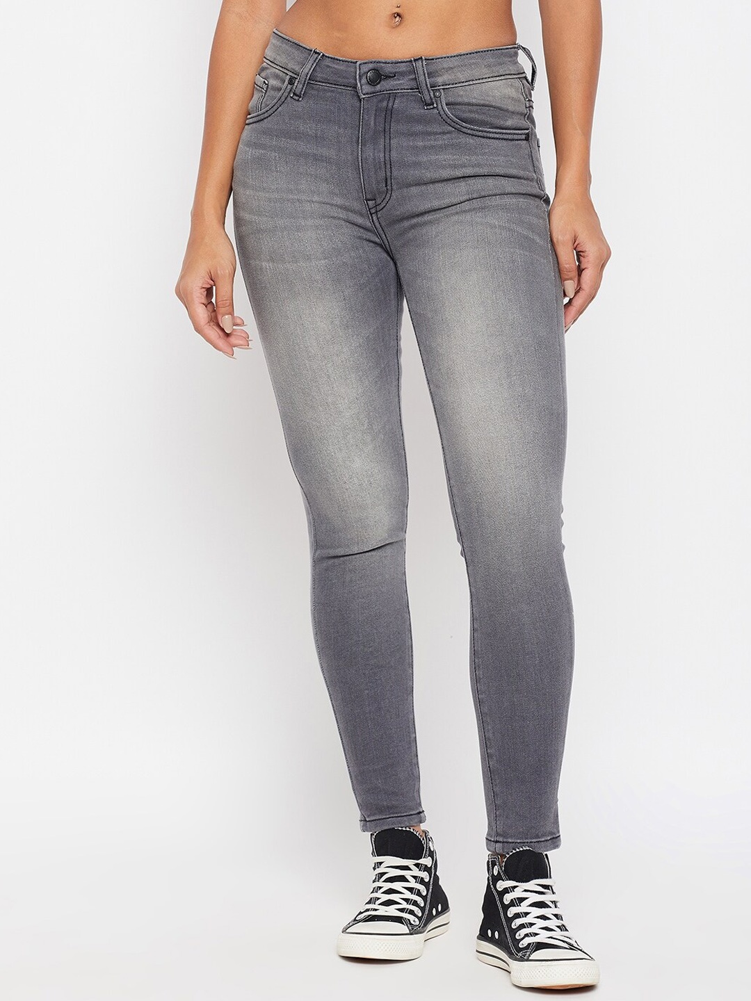 

Madame Women Grey Cotton Heavy Fade Clean Look Jeans