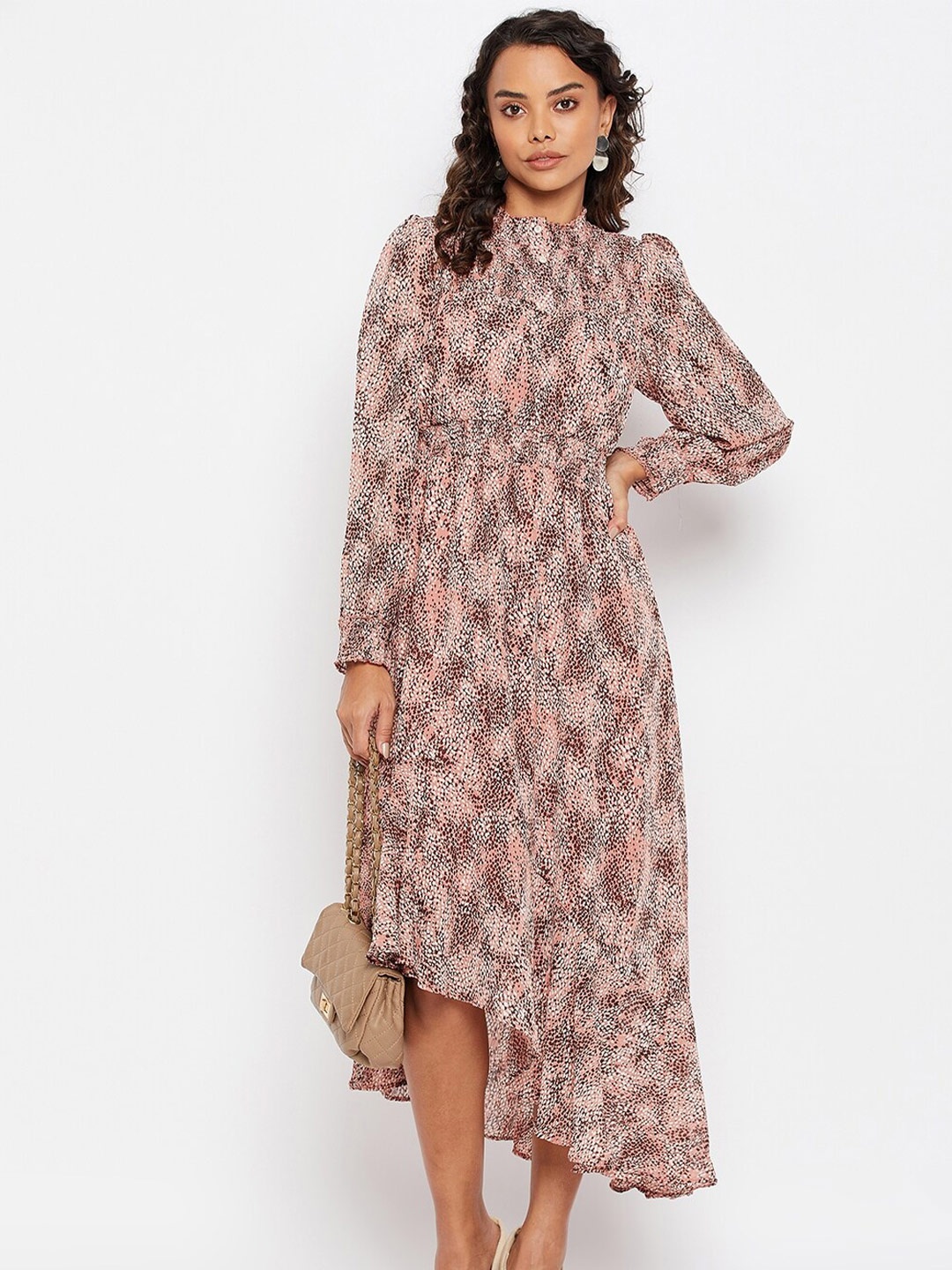 

Madame Pink Abstract Printed Midi Assymetric Dress