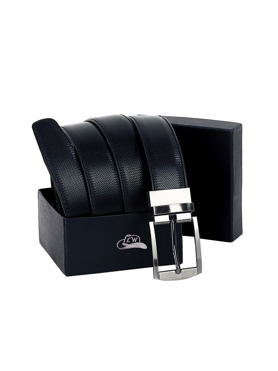 

Leather World Men Textured Leather Formal Belt, Black