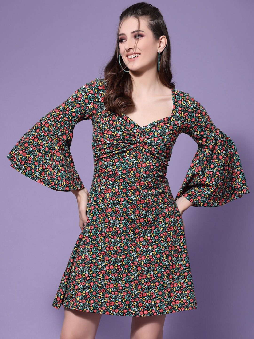 

KASSUALLY Black & Yellow Floral Dress