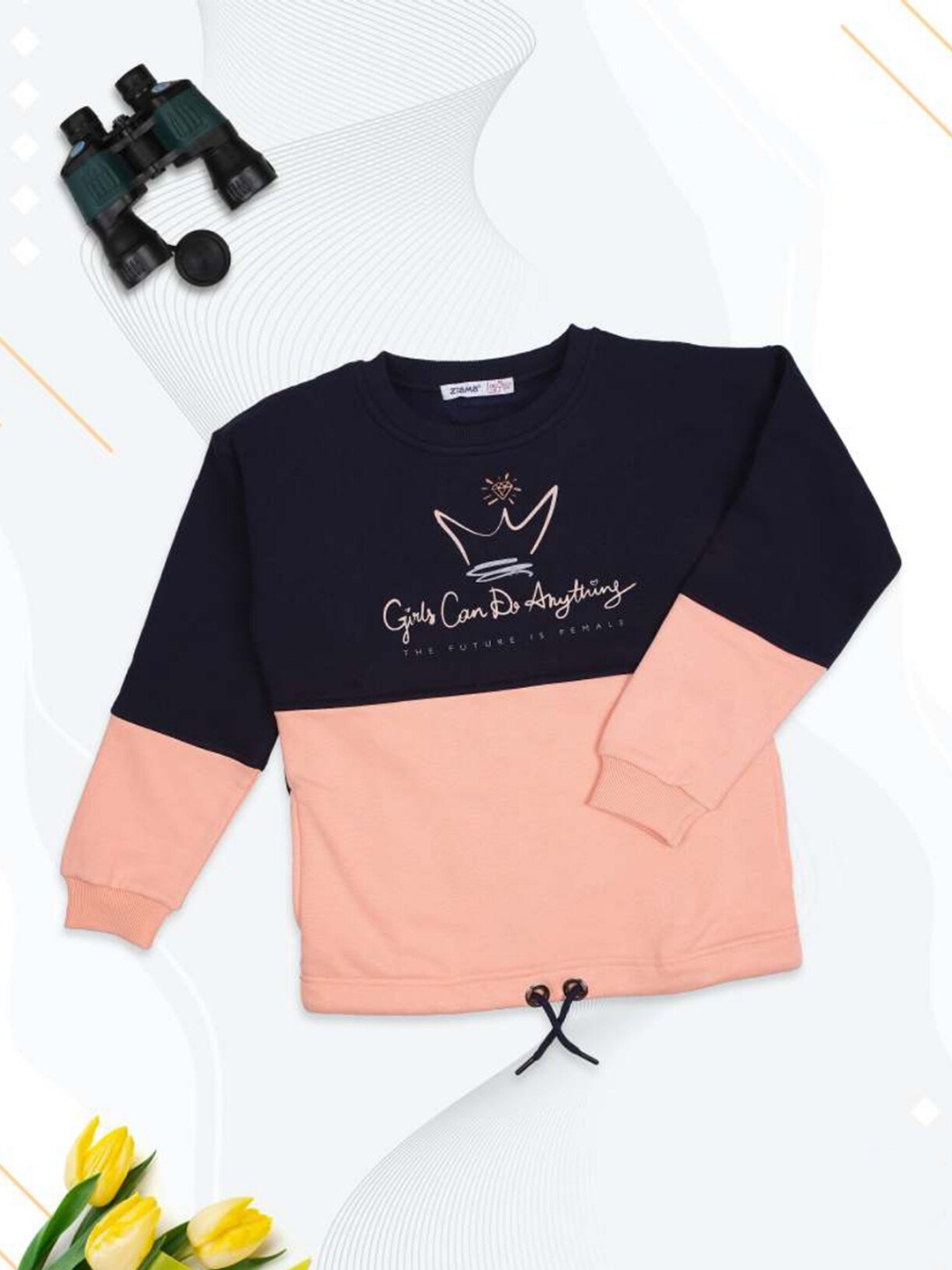 

Ziama Girls Navy Blue Printed Sweatshirt