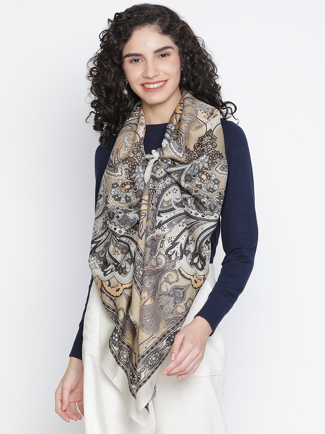 

SHINGORA Women Beige & Grey Printed Stole
