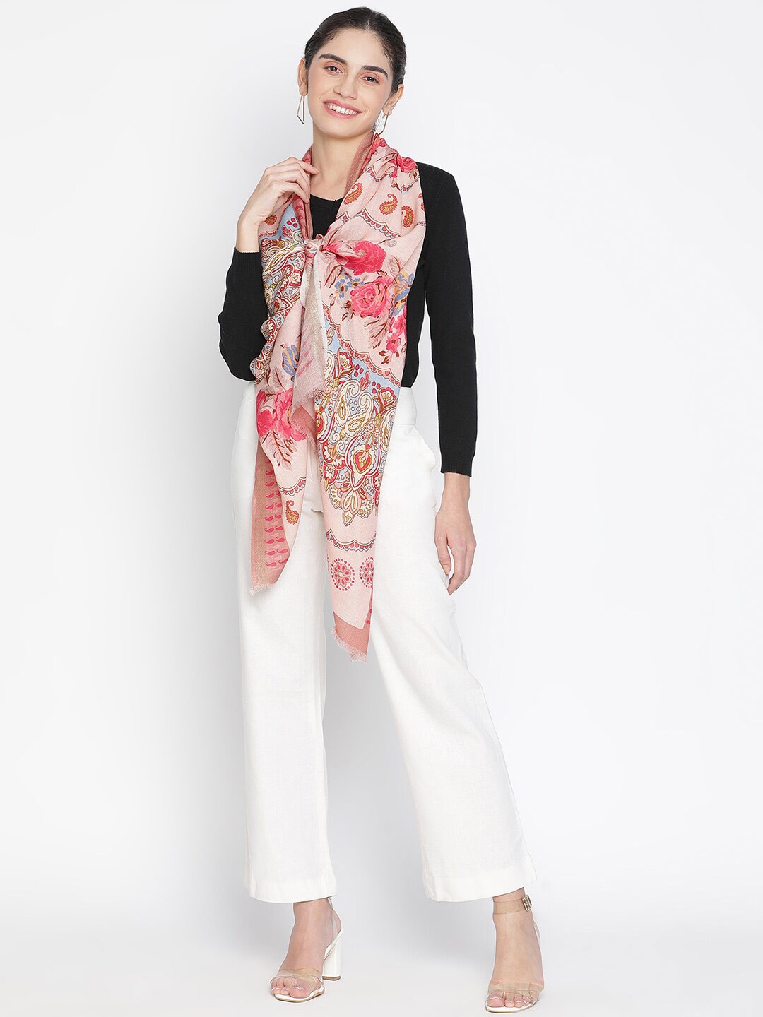 

SHINGORA Women Pink & Beige Printed Stole