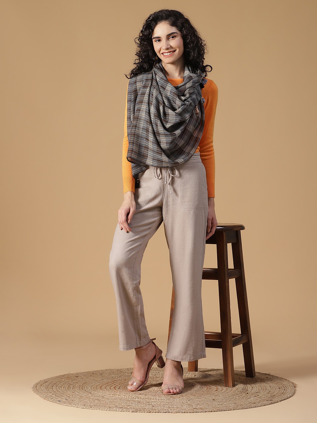 

SHINGORA Women Grey Striped Pure Wool Stole