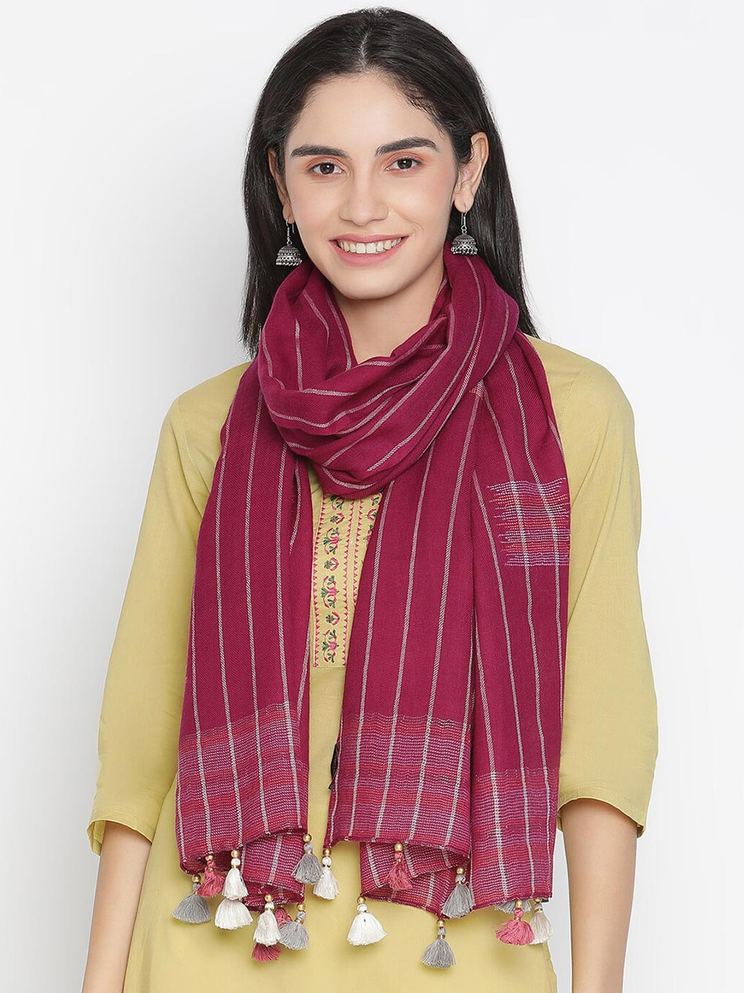 

SHINGORA Women Pink Striped Stole