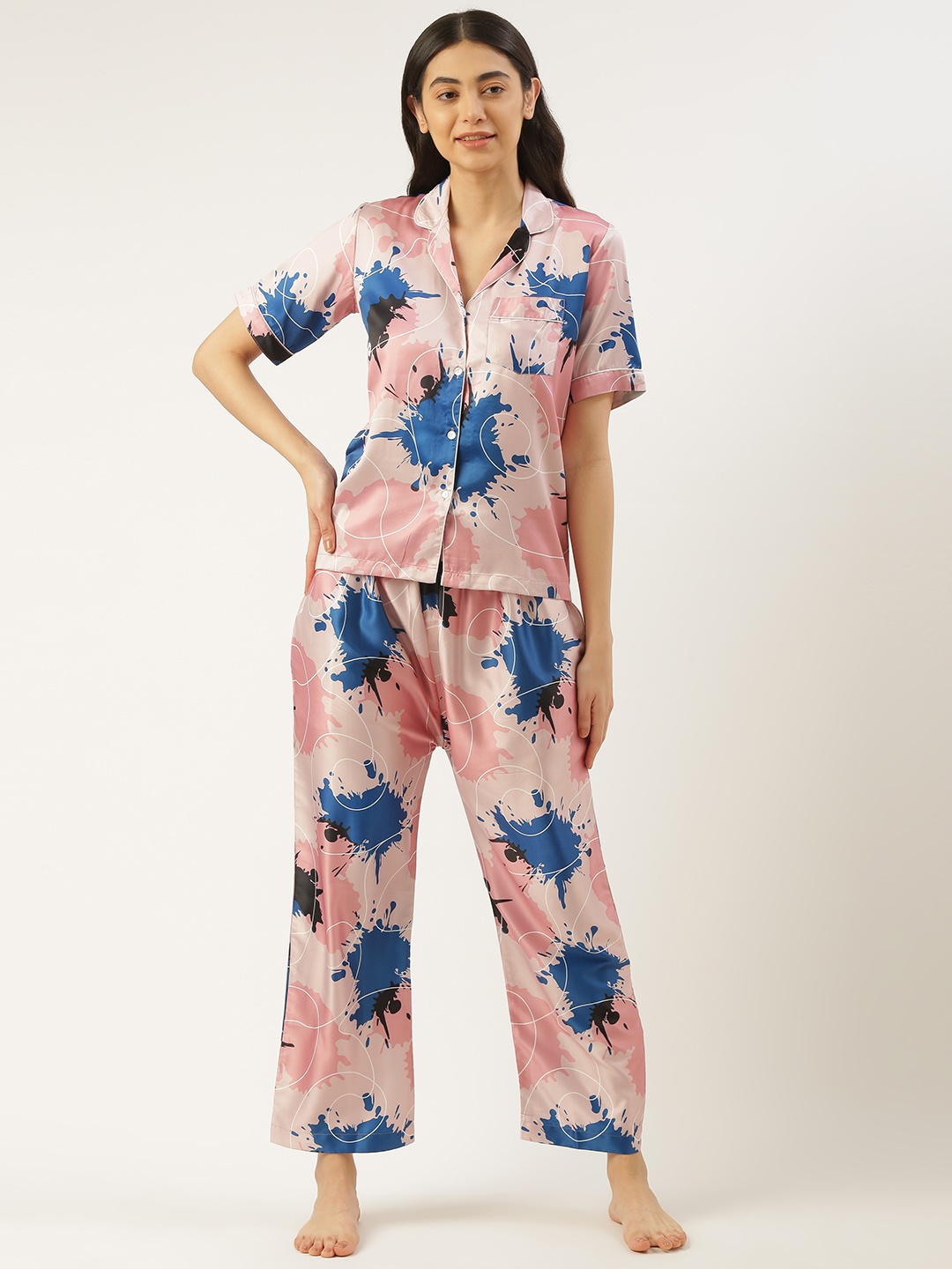 

SWAGG INDIA Women Digital Printed Night suit, Pink