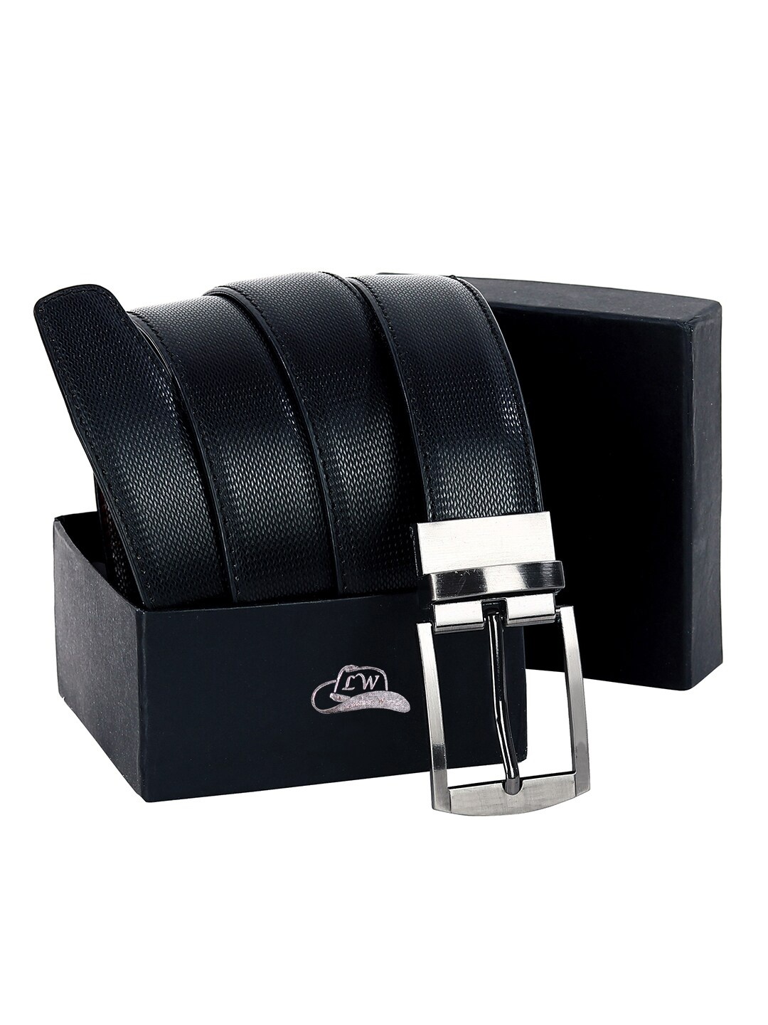 

Leather World Men Textured Leather Formal Belt, Black