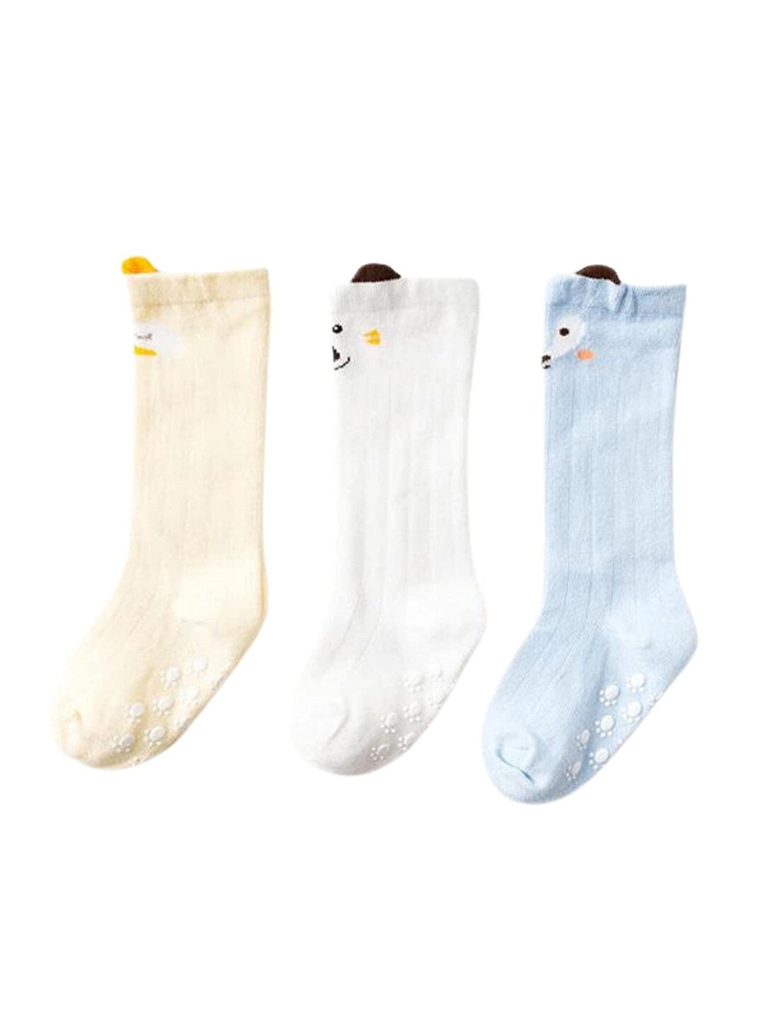 

iSWEVEN Infants Pack Of 3 Solid Above Knee-Length Cotton Socks, Blue