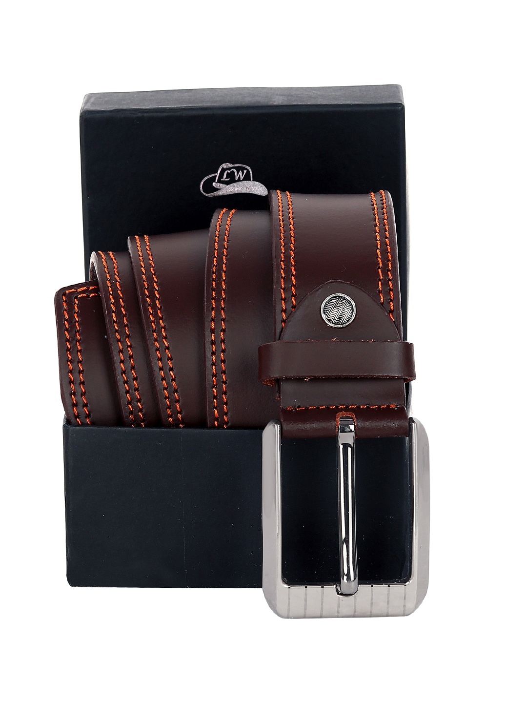 

Leather World Men Brown Leather Formal Belt