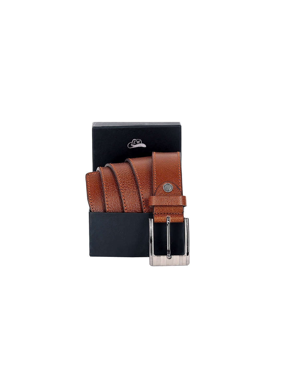 

Leather World Men Tan Textured Leather Formal Belt