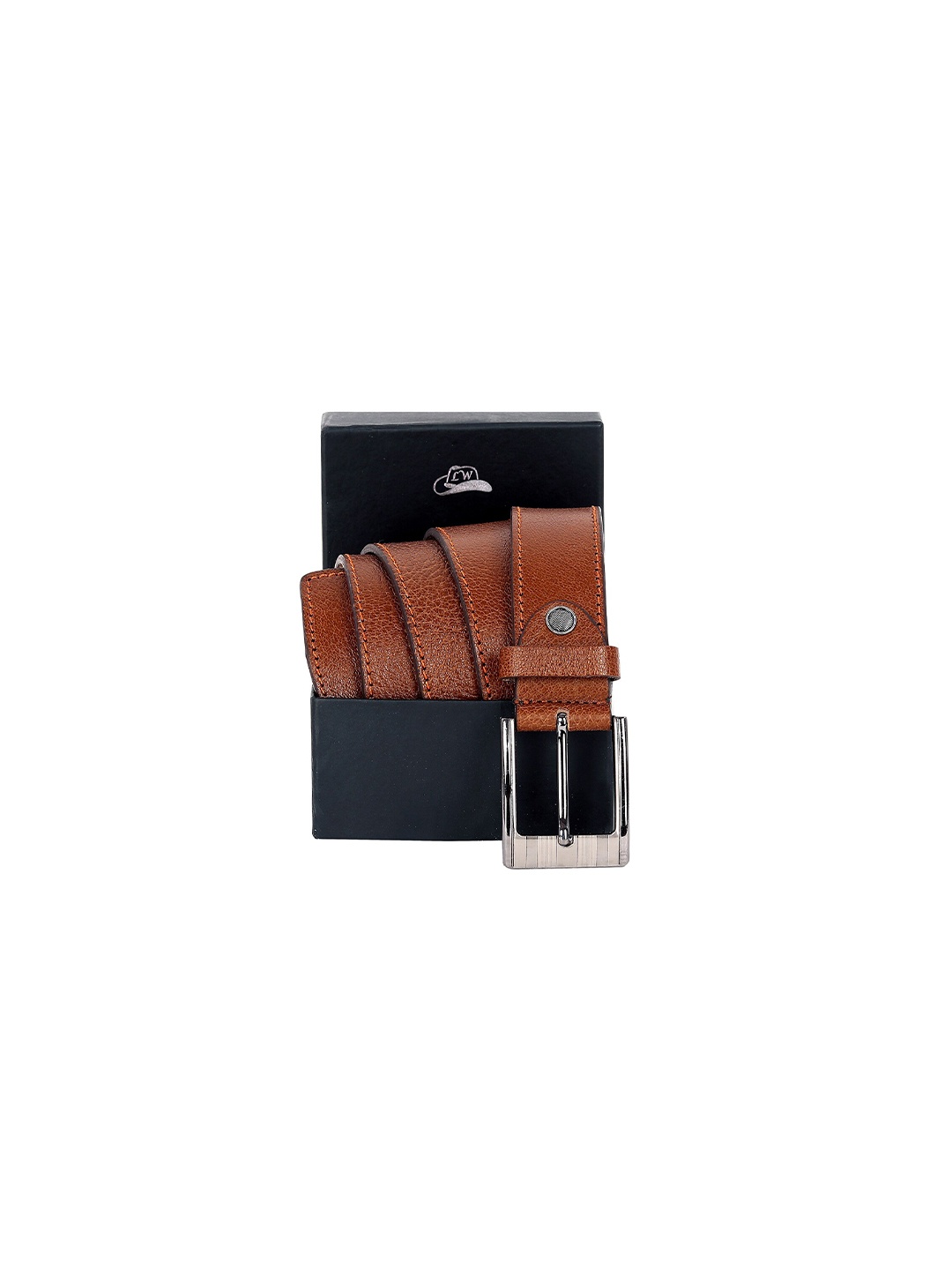 Leather World Men Tan Leather Formal Belt