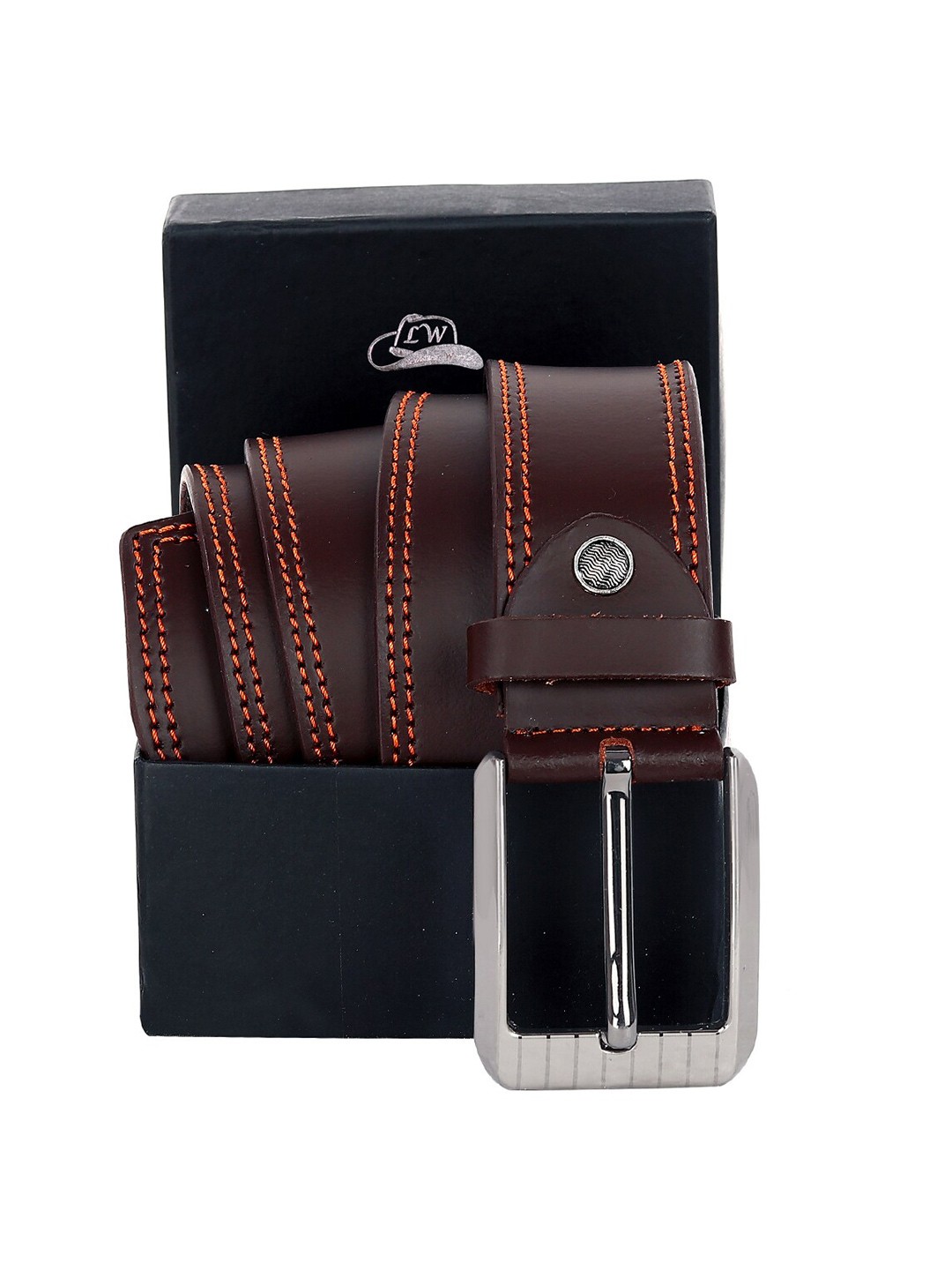 

Leather World Men Brown Leather Formal Belt