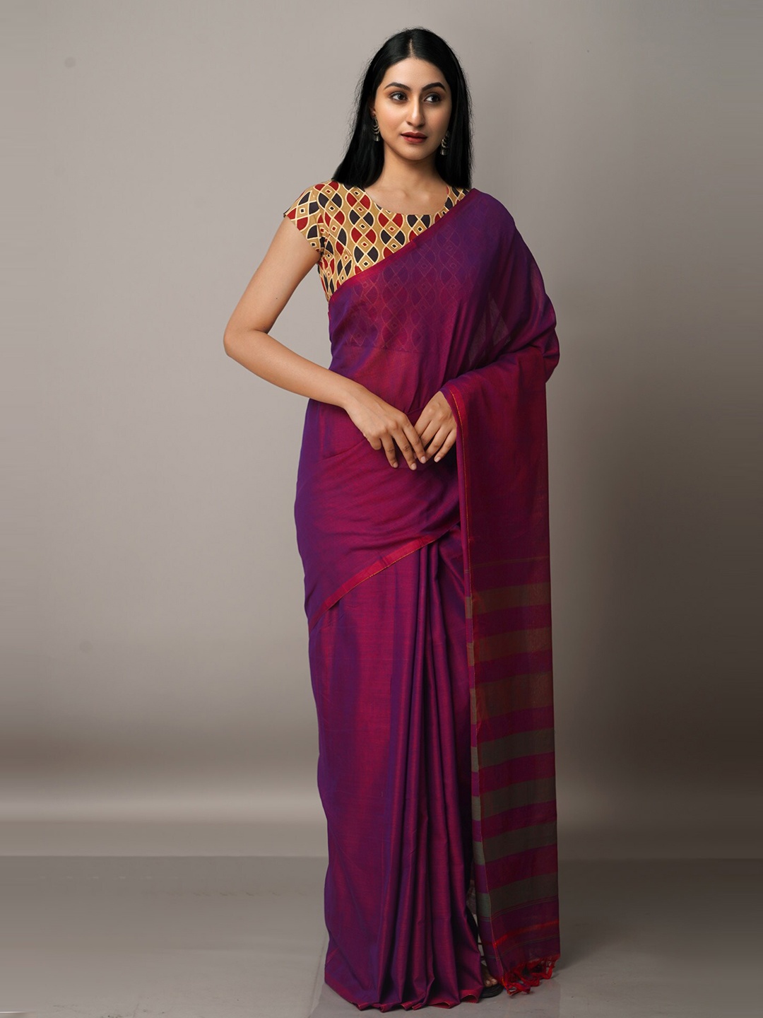 

Unnati Silks Purple Pure Cotton Narayan Peth Saree