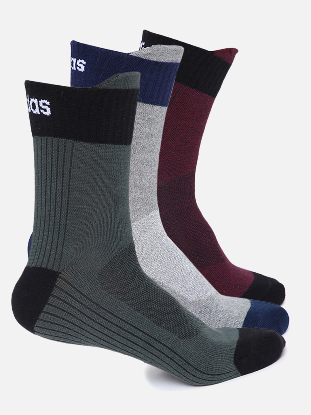 

ADIDAS Men Pack of 3 Patterned Ankle Length Cotton Socks, Blue